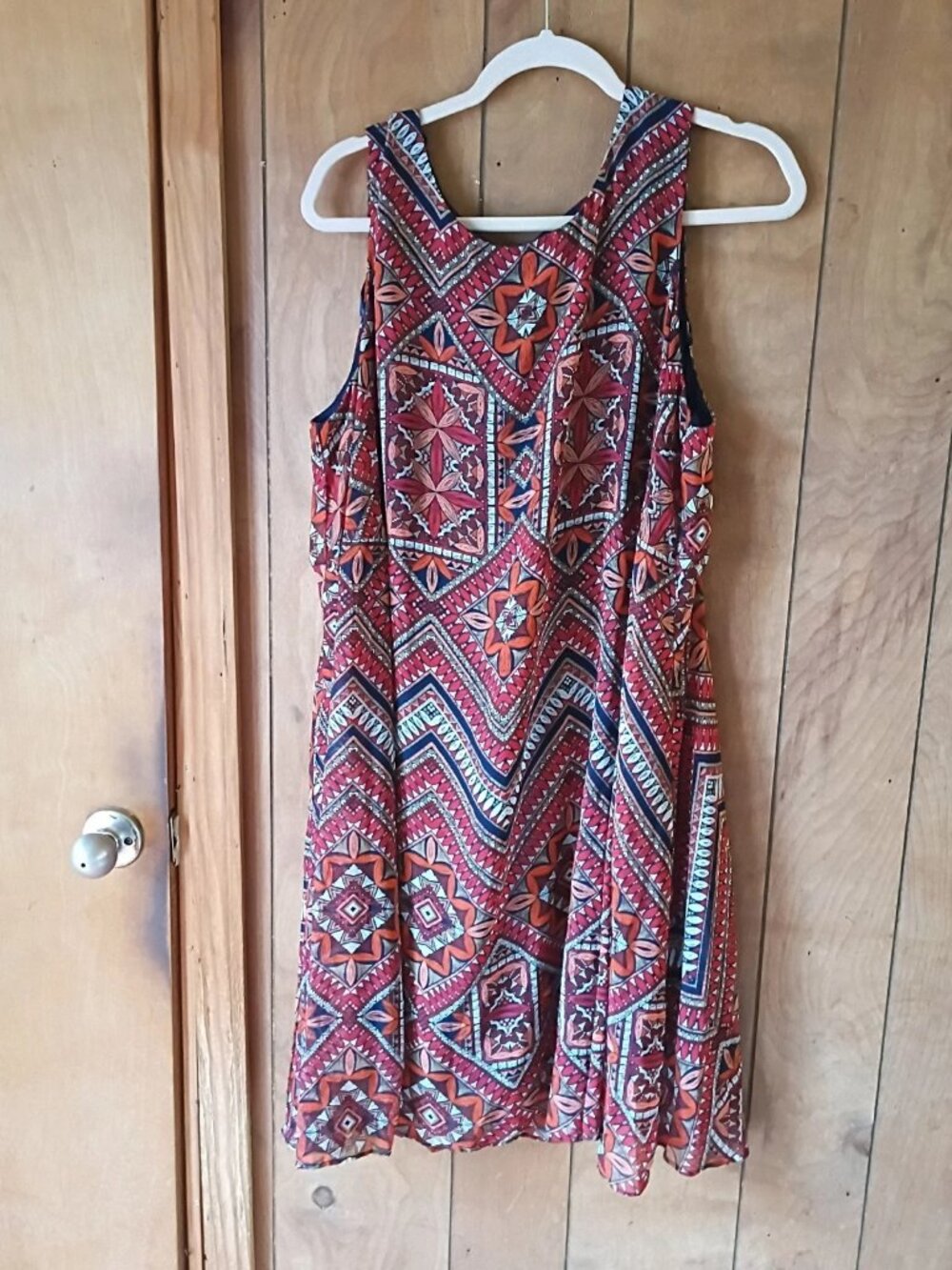 Danillo Boutique Women's Dress Size 18W Boho Geometric Print Sleeveless Pullover
